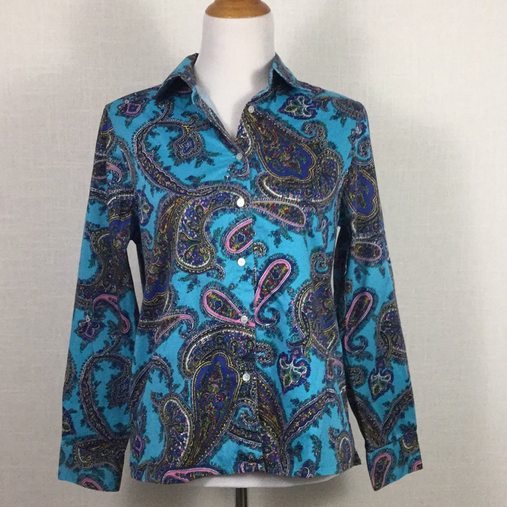 NWOT Talbots multicolor paisley button-down - wow!